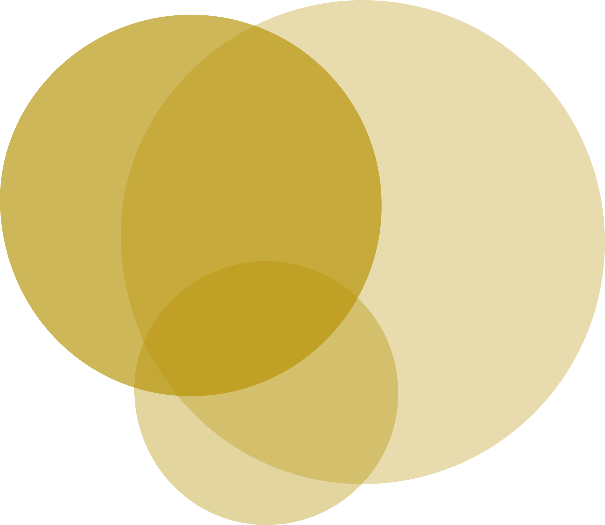 Drei sich überlappende gold-transparente Kreise