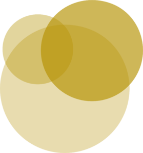 Drei sich überlappende gold-transparente Kreise