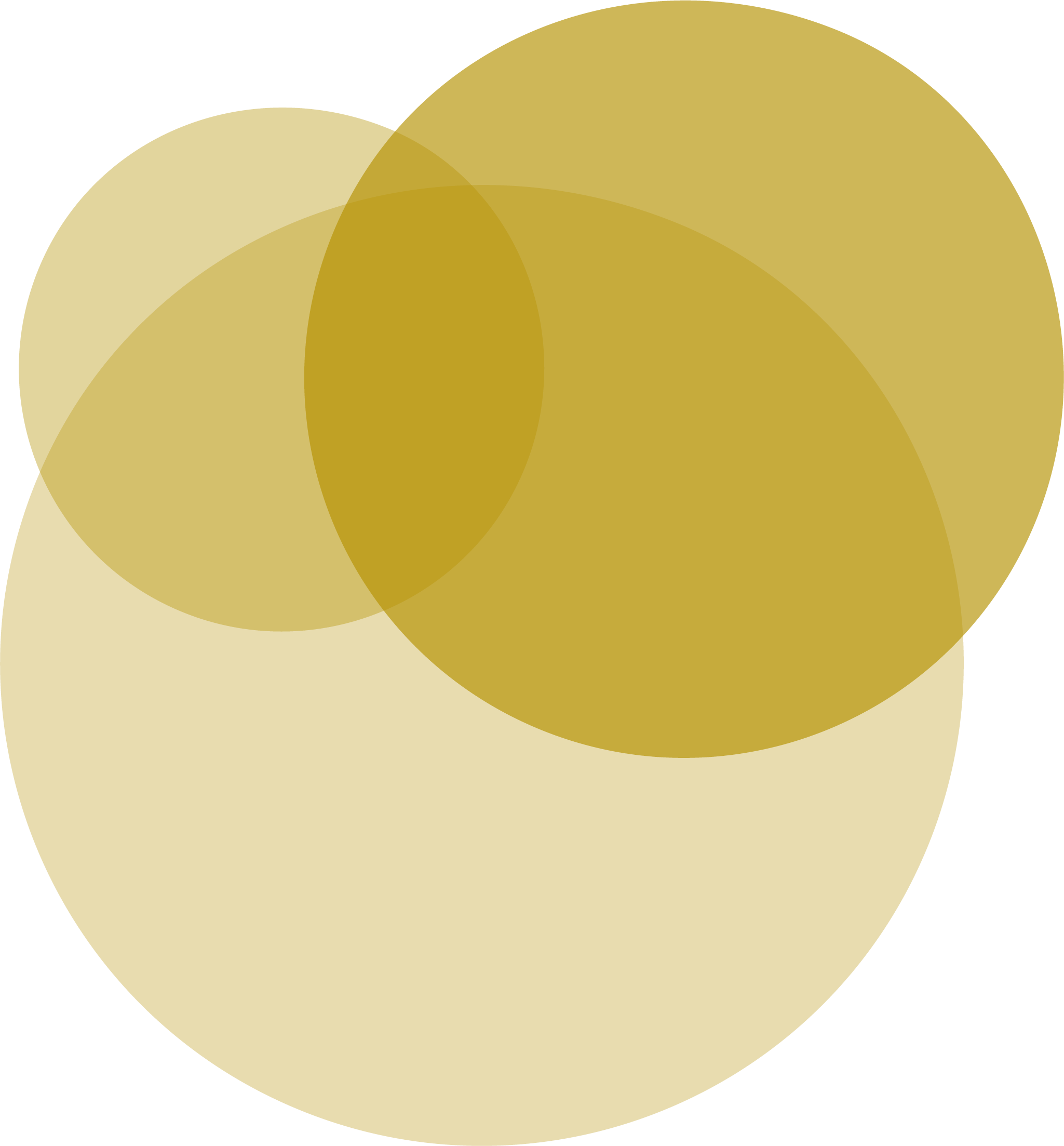 Drei sich überlappende gold-transparente Kreise